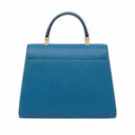 Dovia Women's Blue Leather Carry Handbag with Flap Closure - Image 2