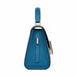 Dovia Women's Blue Leather Carry Handbag with Flap Closure - Image 3