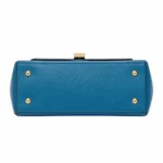 Dovia Women's Blue Leather Carry Handbag with Flap Closure - Image 4