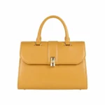 Dovia Women's Mustard Yellow Leather Top Handle Handbag