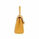 Dovia Women's Mustard Yellow Leather Top Handle Handbag - Image 3