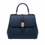 Dovia Women's Navy Blue Leather Top Handle Handbag