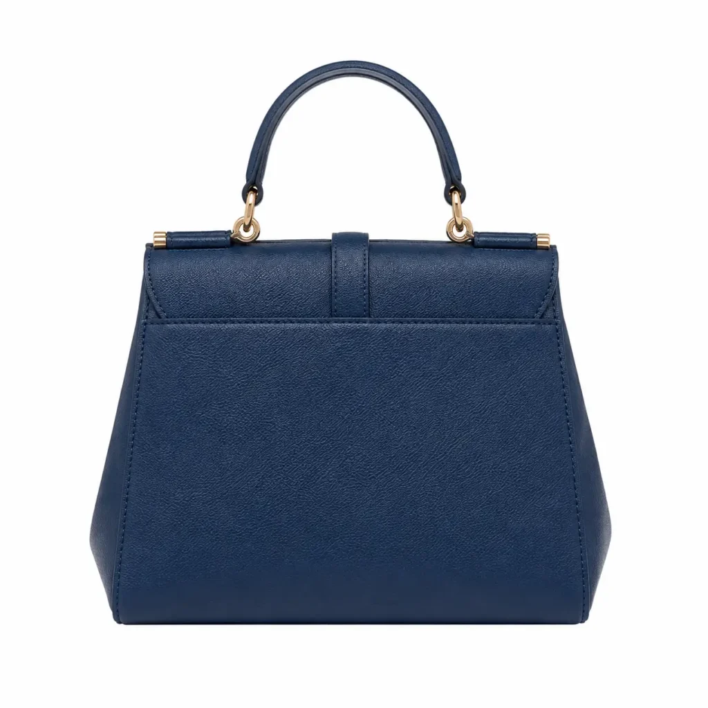 dovia womens navy blue leather top handle handbag1