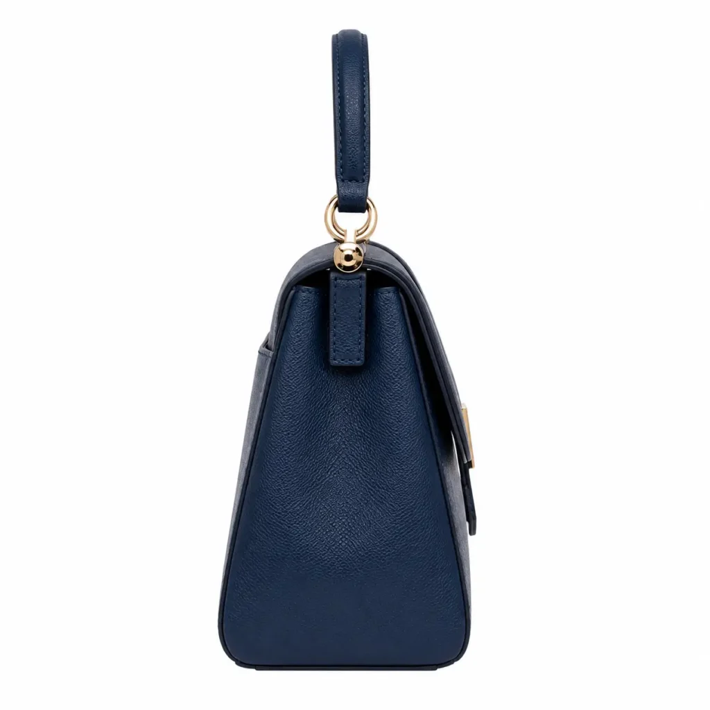 dovia womens navy blue leather top handle handbag2